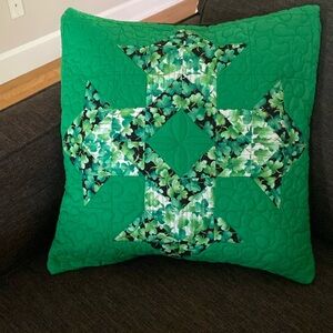 Quilted Irish inspired design throw pillow cover